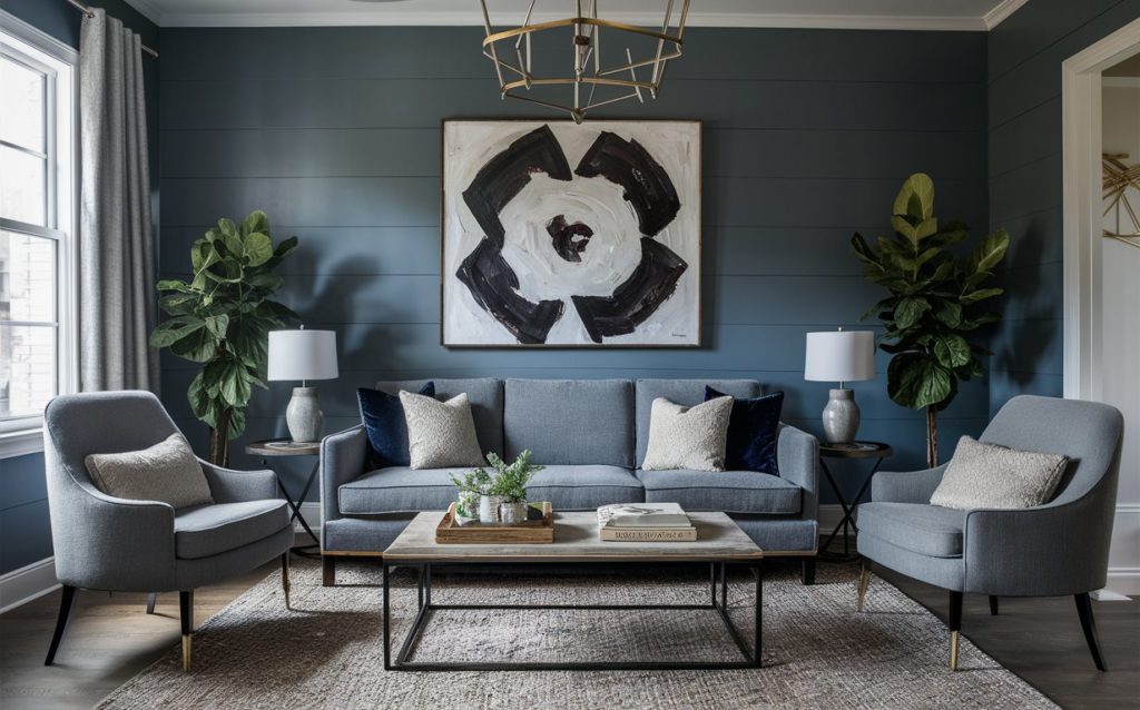 Living room with couch and chairs