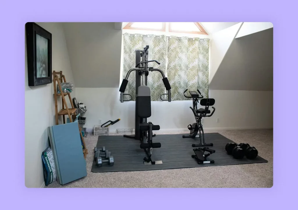 Modern home gym featuring essential fitness equipment 