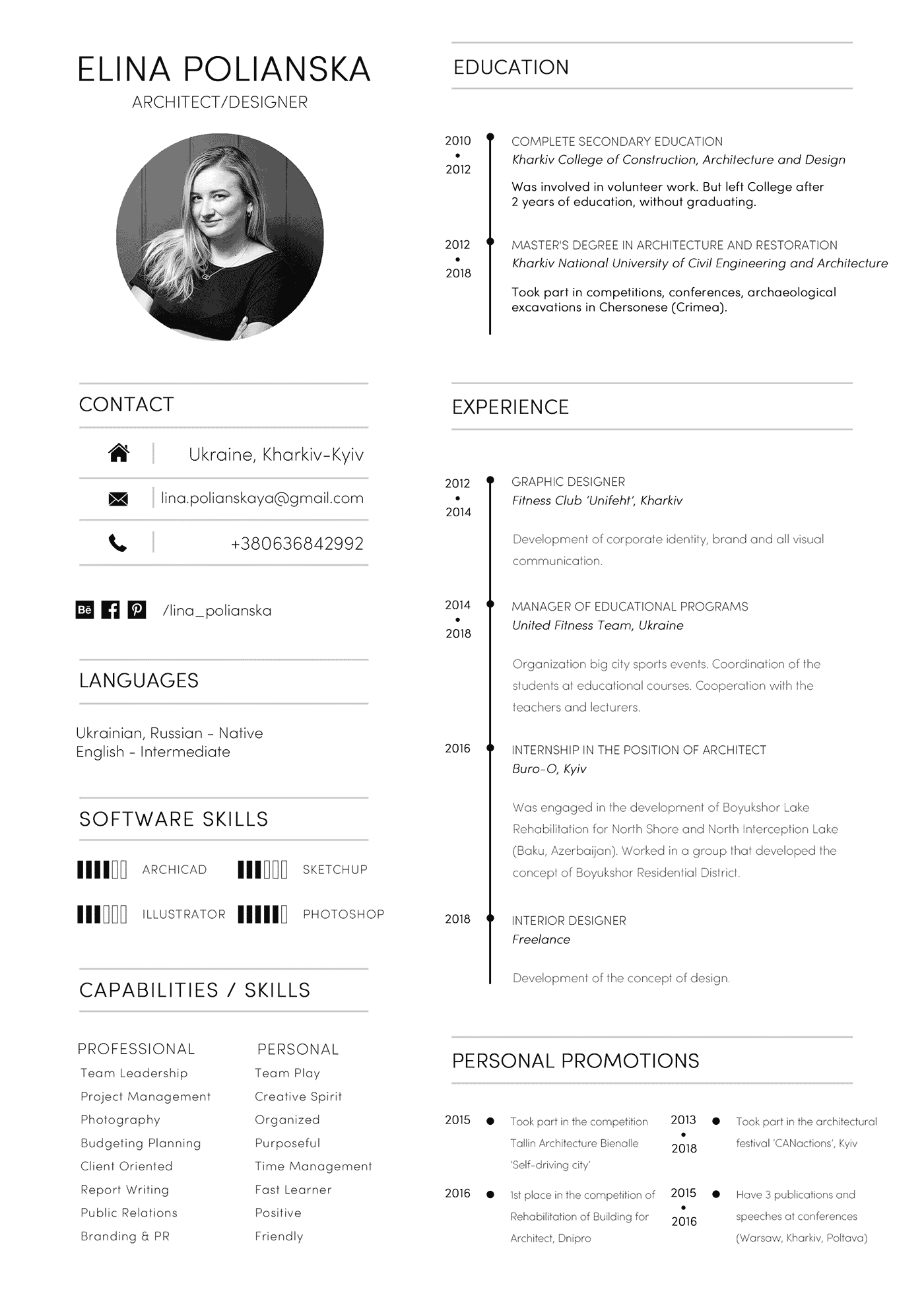architecture resume sample 1