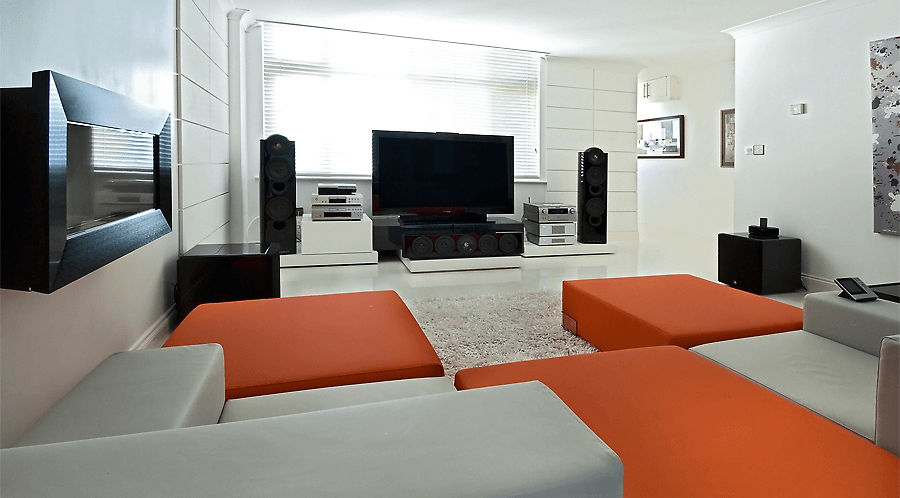 Colourful home theatre design an ideas