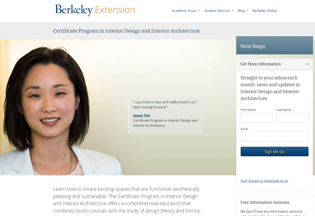 uc berkeley extension of the online interior design course