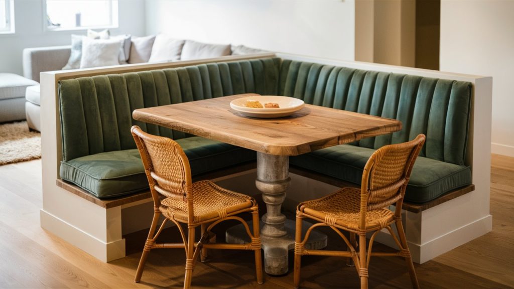 Cozy living room with a dining table for casual meals.