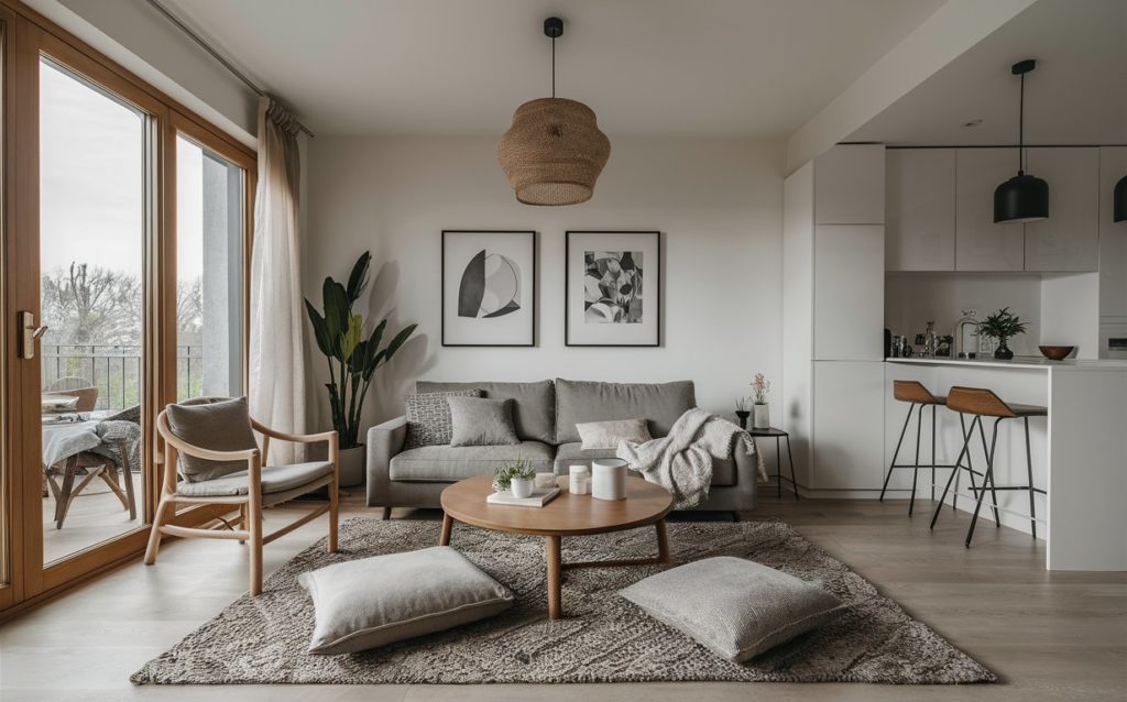 modern living room with a comfortable couch
