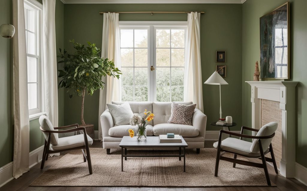 comfortable living room furniture set including a couch, two chairs, and a coffee table