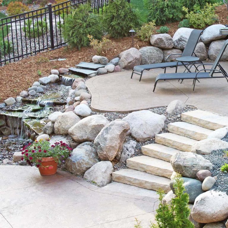 Multi-Level Patio design including Water characteristic