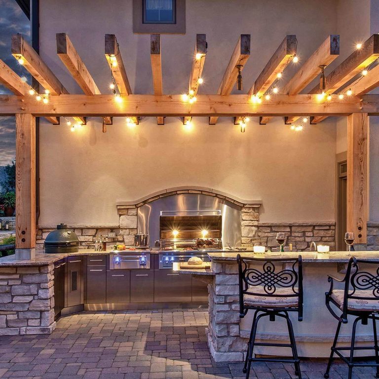 Patio design ideas - Kitchen with Pergola
