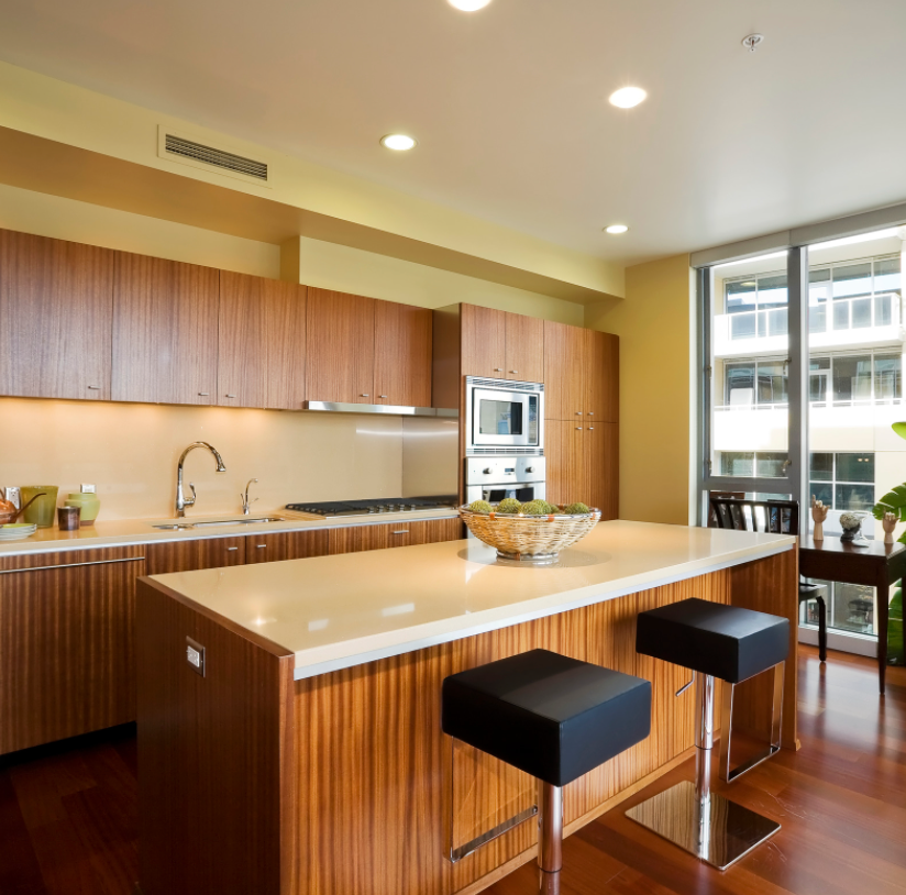 Walnut cabinetry kitchen island