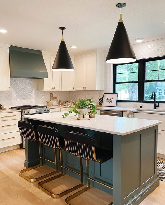 kitchen design island with lighting