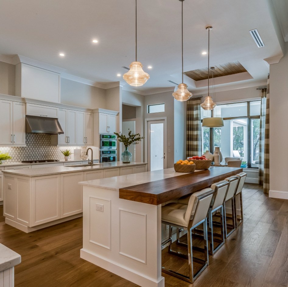 long kitchen island design