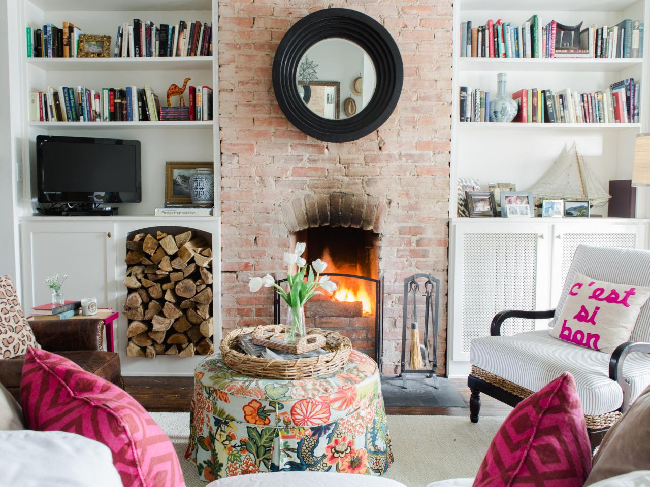 fireplace decor with bookworm