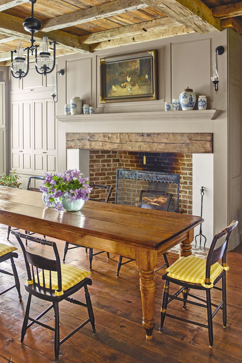 fireplace decor with dining room