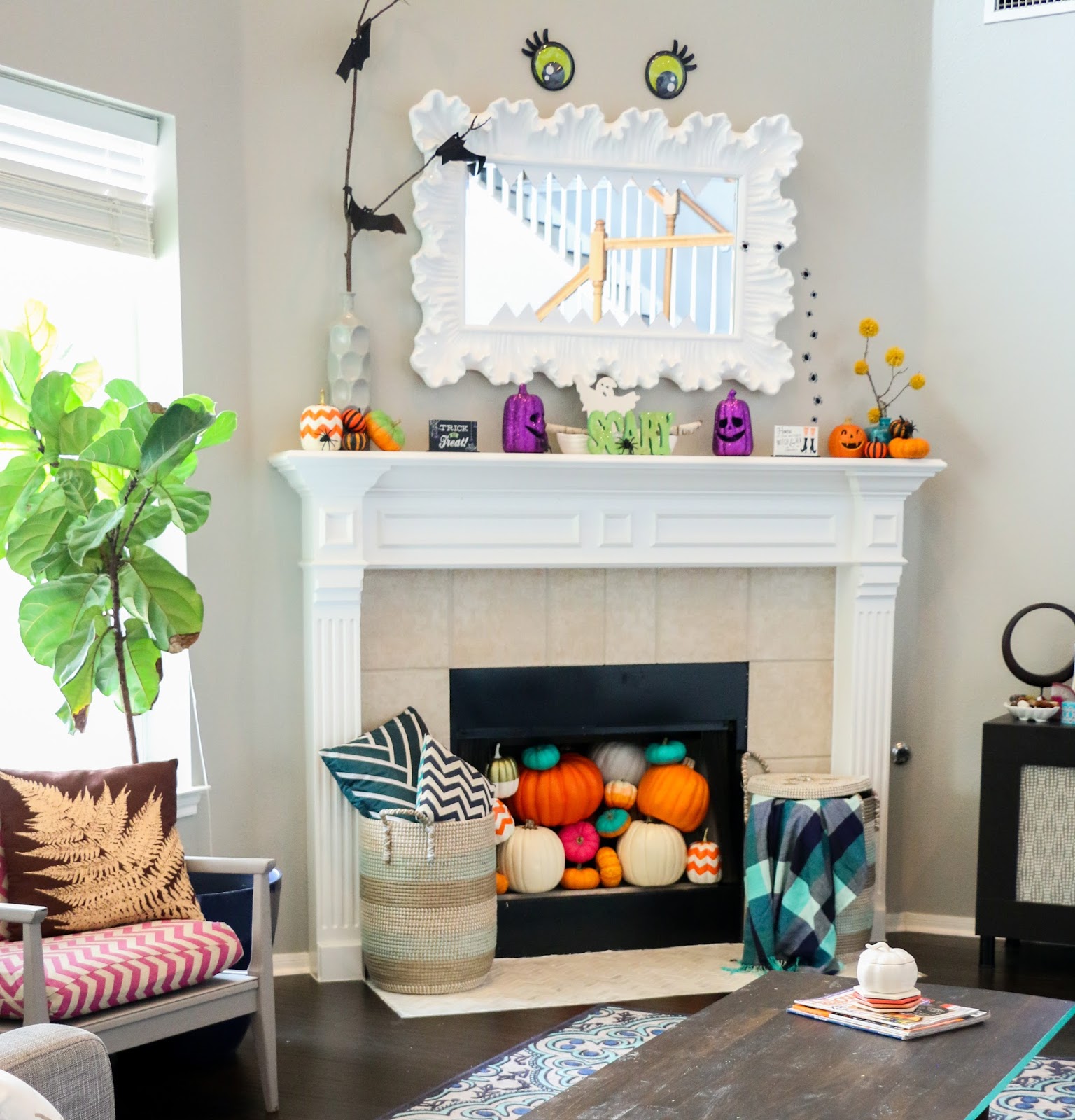 home decor collection in fireplace