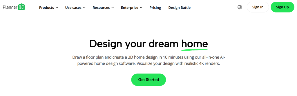 Image showing Planner5D home page