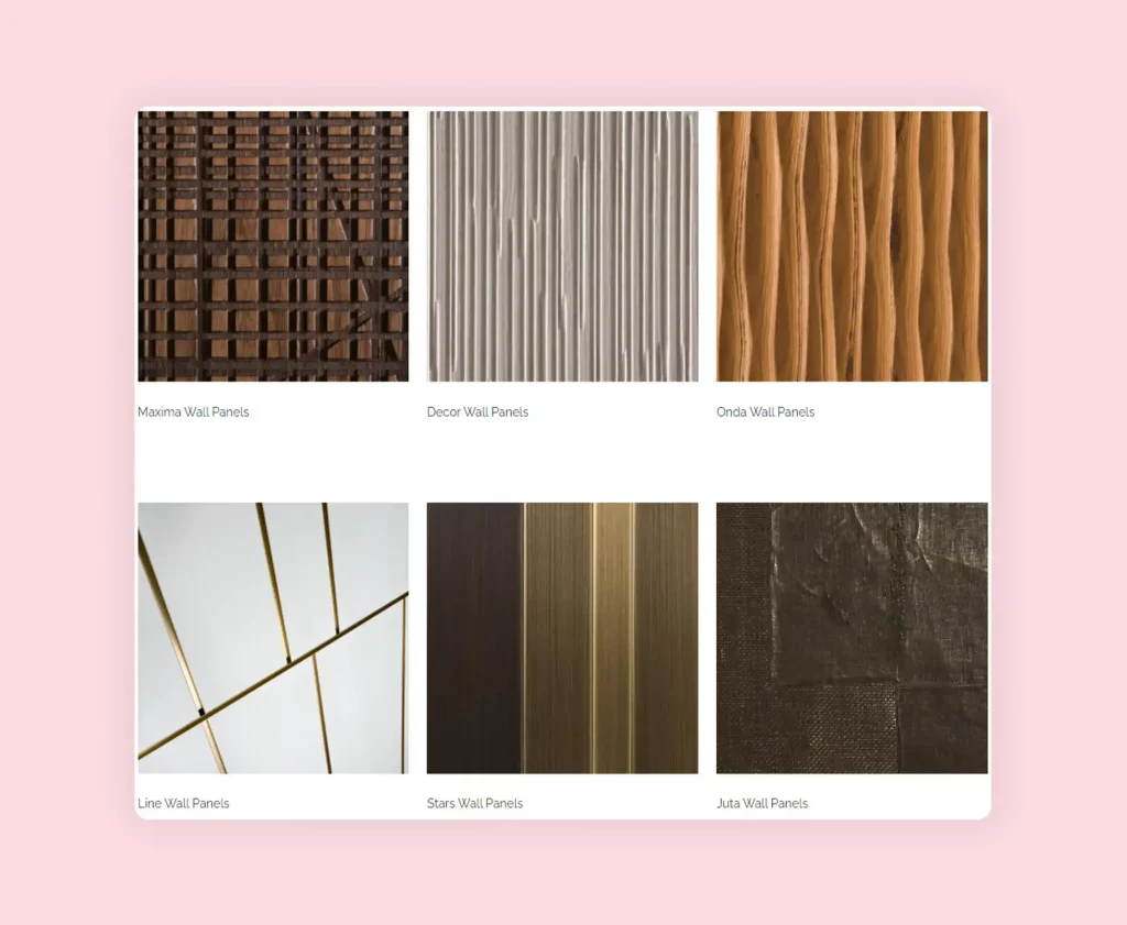 Unique textured wall panels and finishes help enhance interior designs.