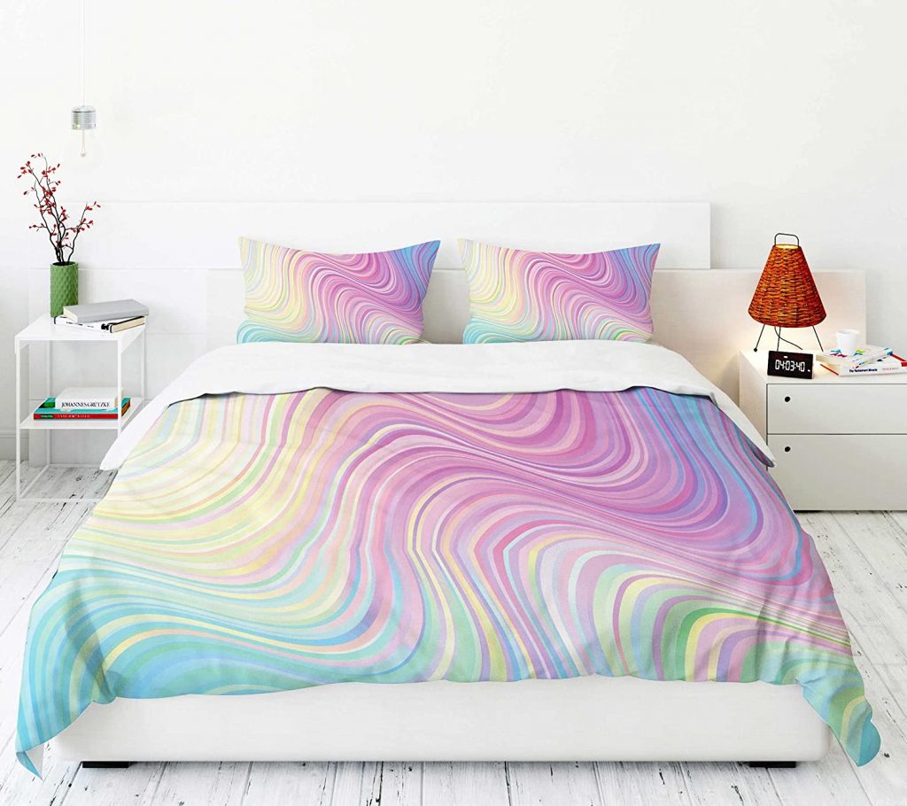 add colorful bedding items