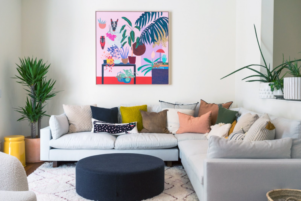 add cushions and pillows for color without painting