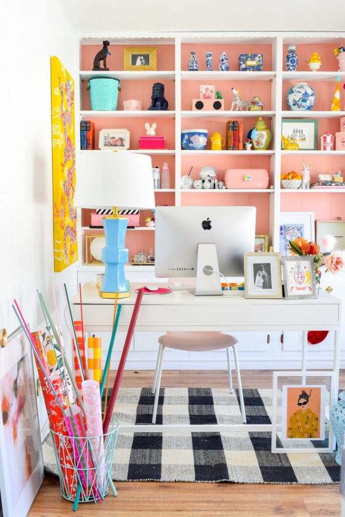 paint the insides of shelves