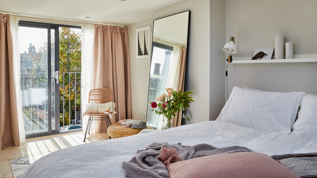 use colorful curtains to add color without painting