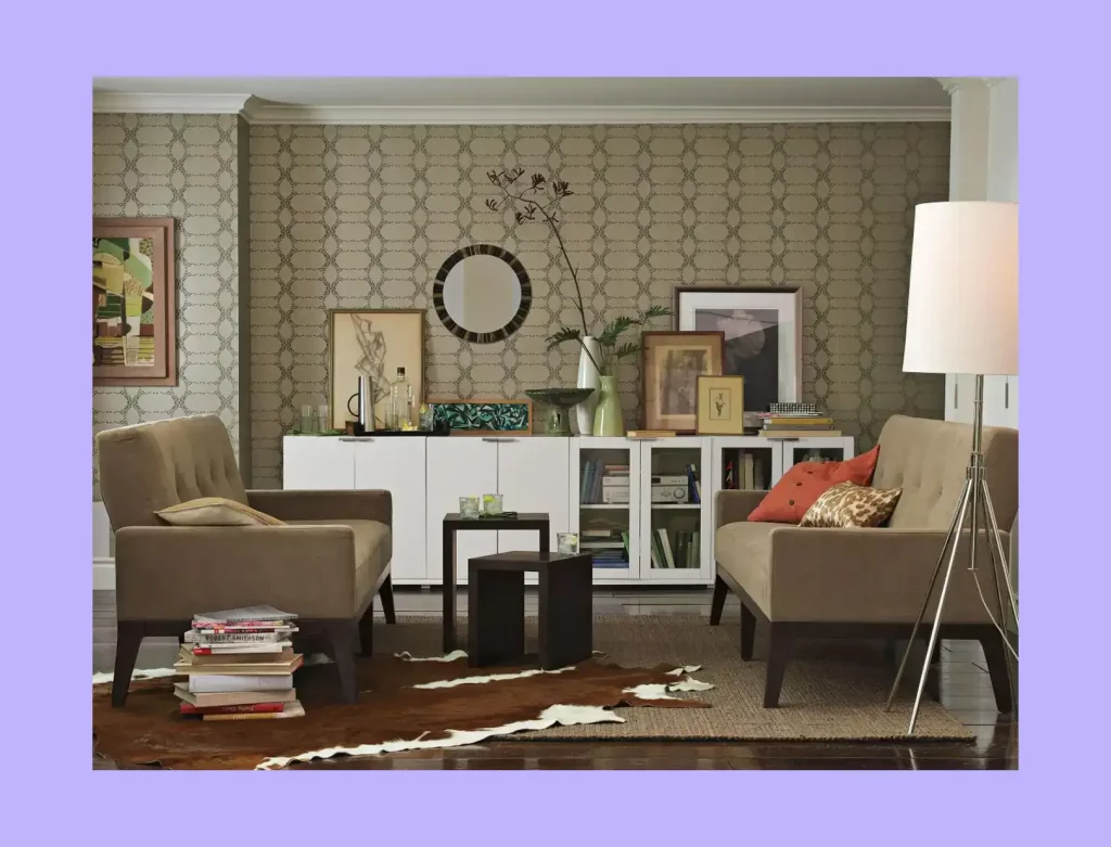 A bedroom showing how to scale patterns according to the room's size correctly.