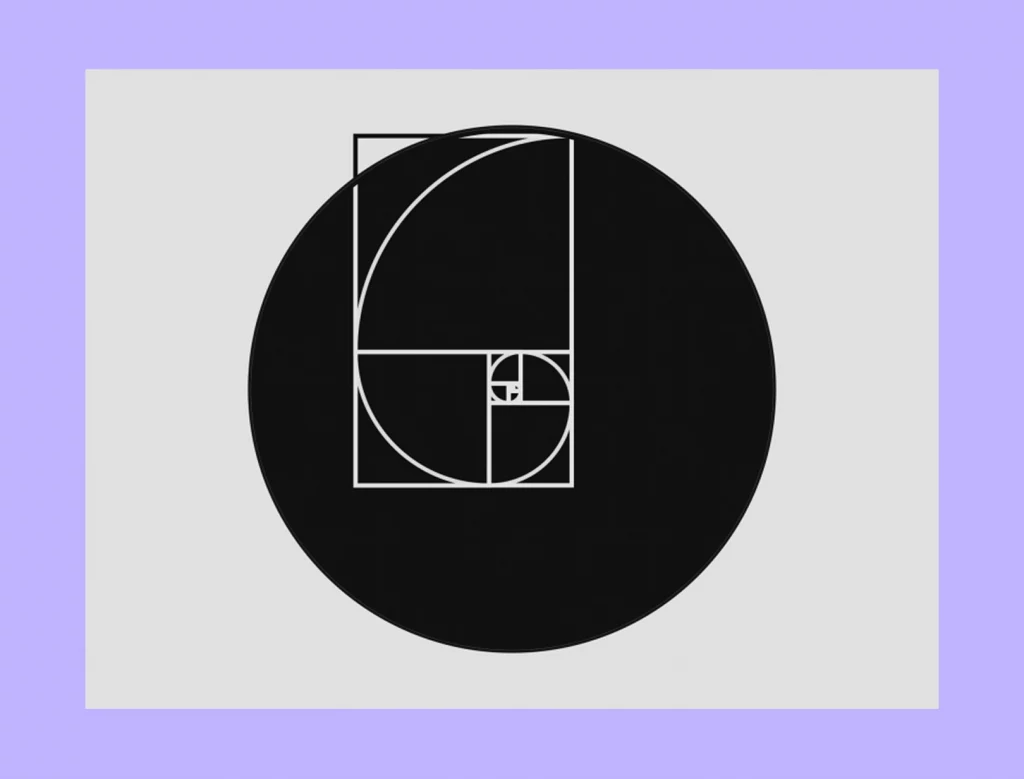 An animated graphic demonstrating the application of the golden ratio in interior design. 