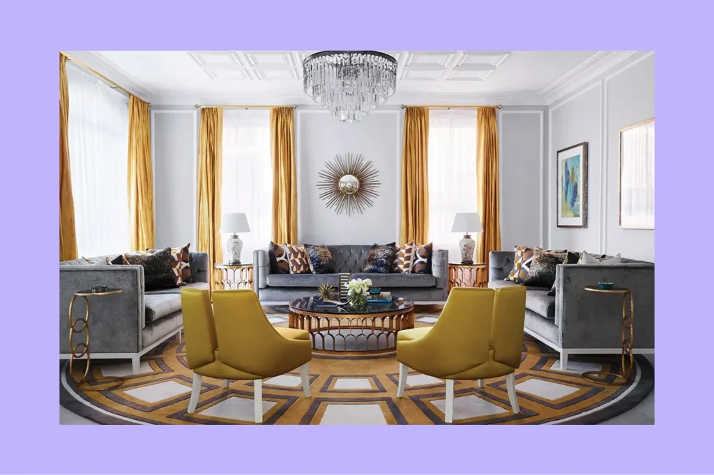 An interior using round shape multiple times to achieve excellent shape proportion 