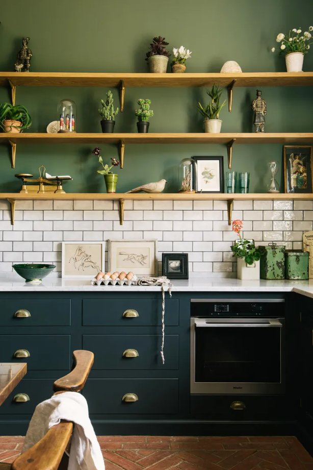halfway tile and color - kitchen backsplash