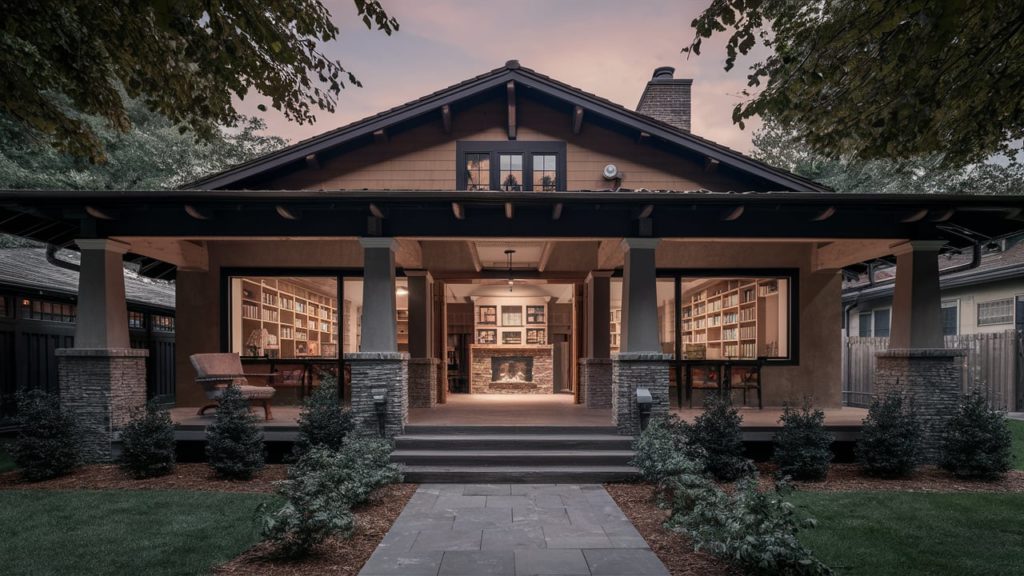 Charming craftsman bungalow with a inviting porch.