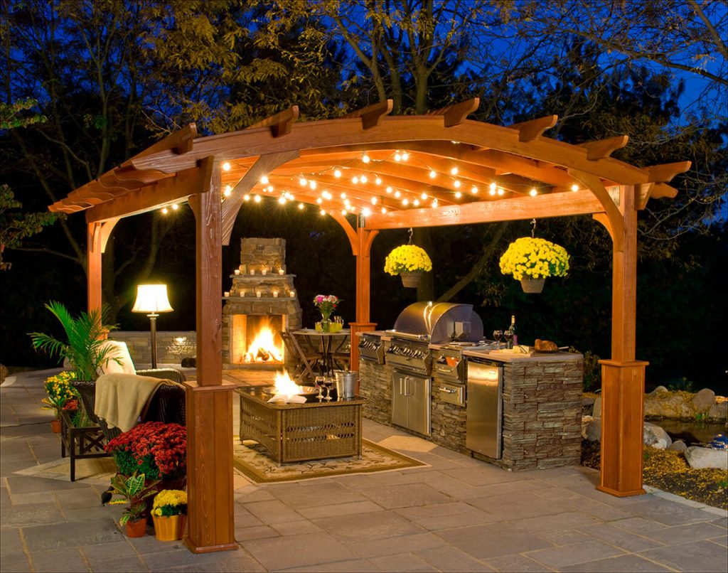 giant arched pergola kitchen