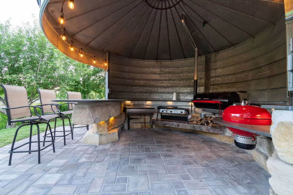 grain silo outdoor kitchen