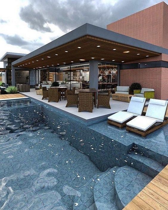 outdoor kitchen with pool bar
