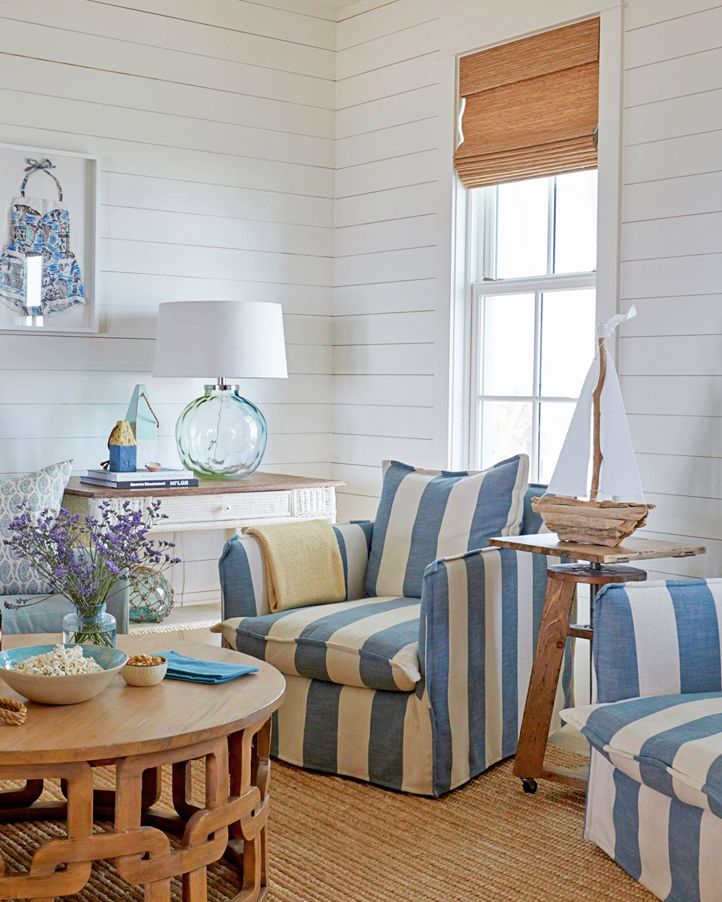 showcase slipcovered furniture - coastal interior design