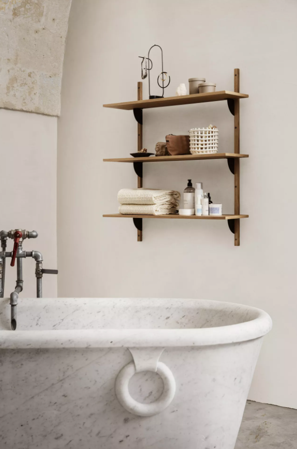 suspended shelf for bathroom decor