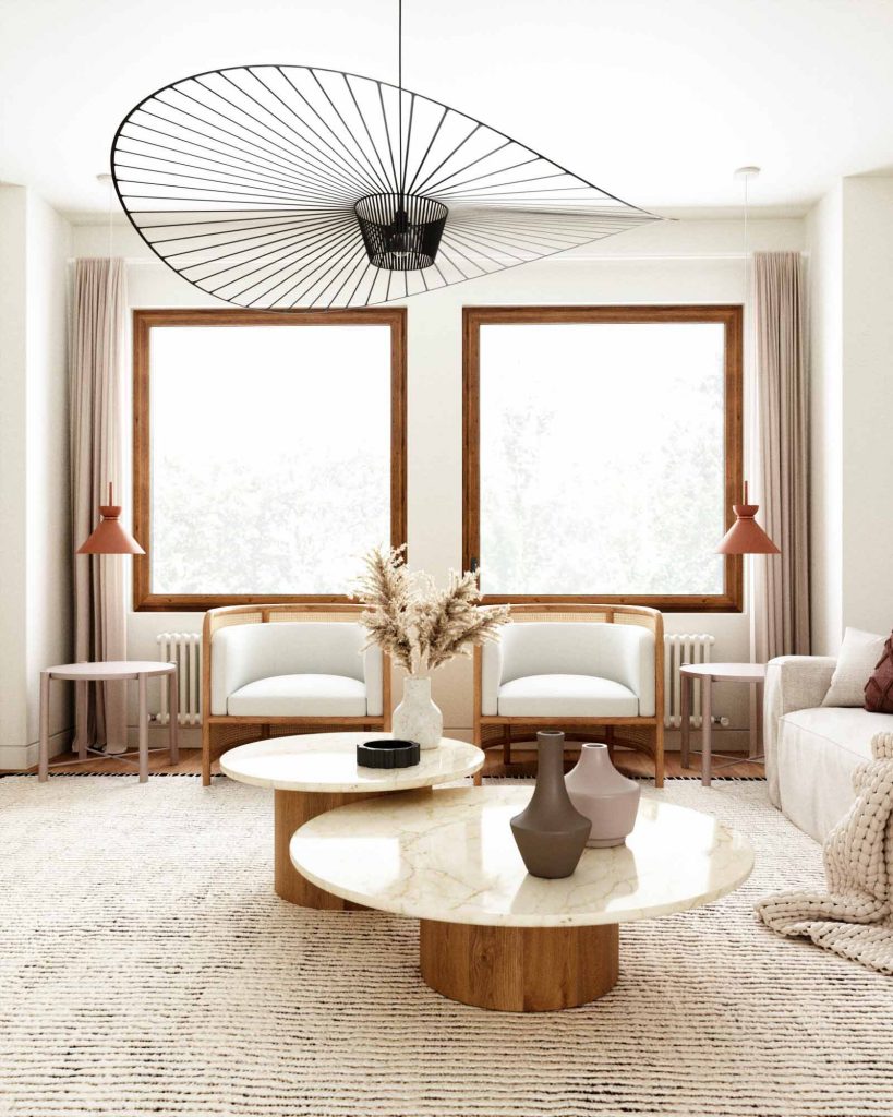 warm palette - japandi interior design style