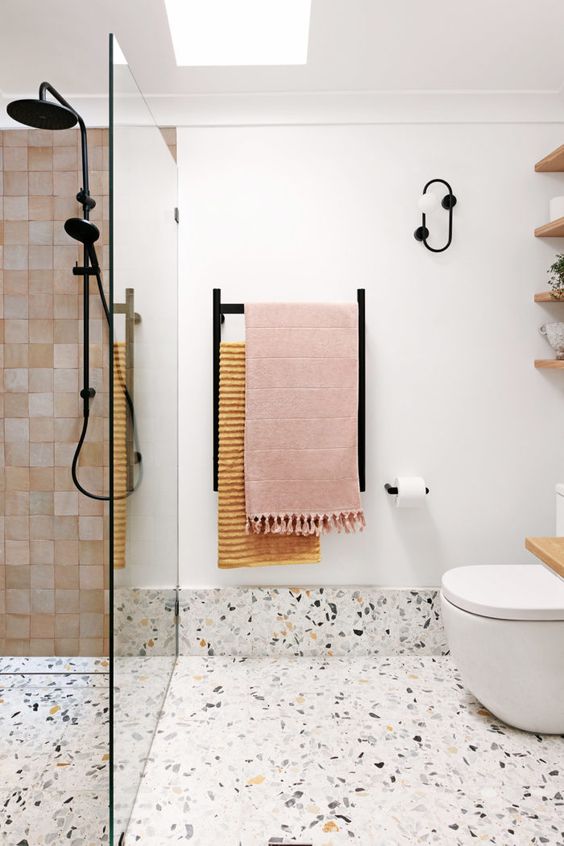 warm pink palette for bathroom decor ideas