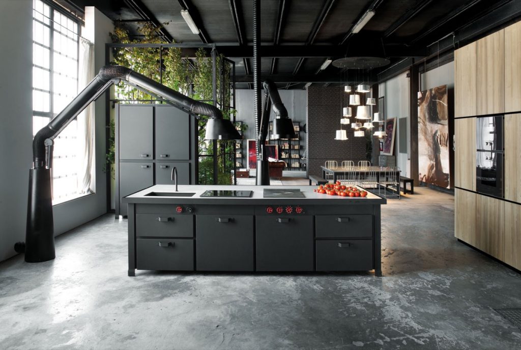industrial interior design with storage