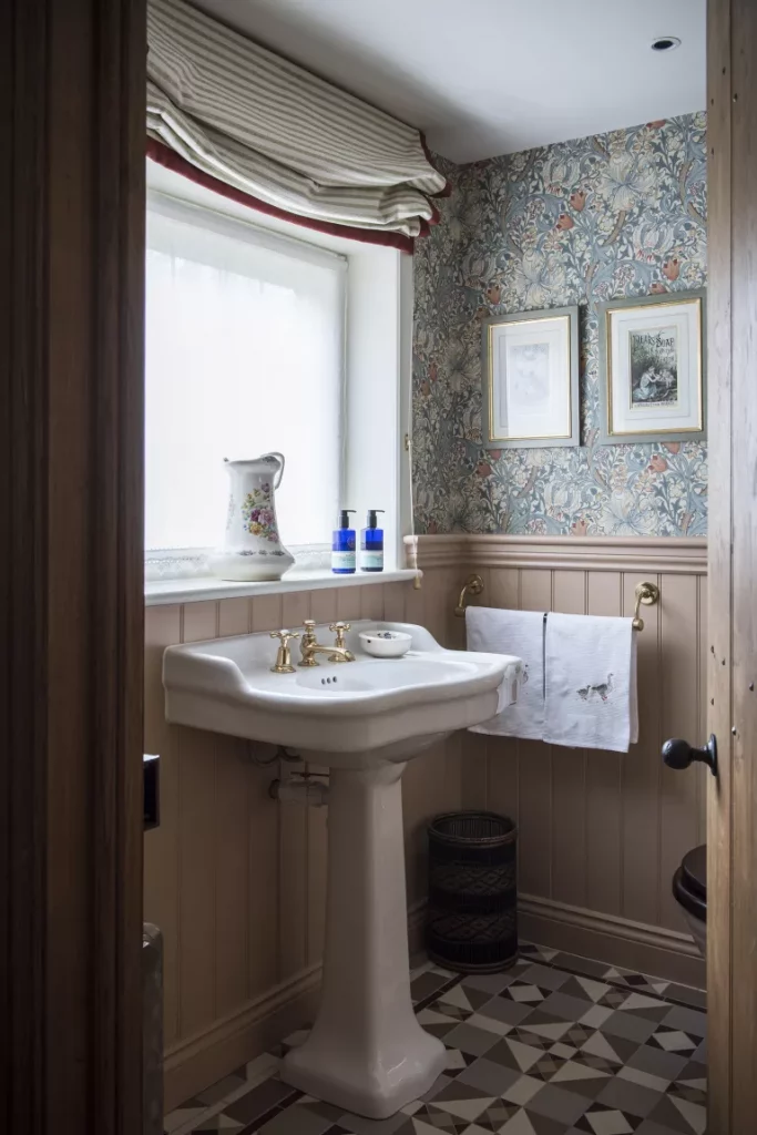 wall paneling ideas - wood with wallpaper