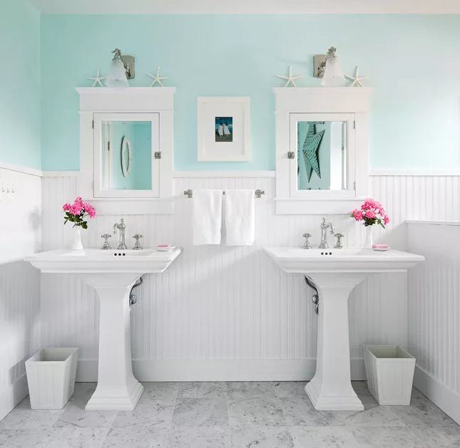 beaded board bathroom backsplash