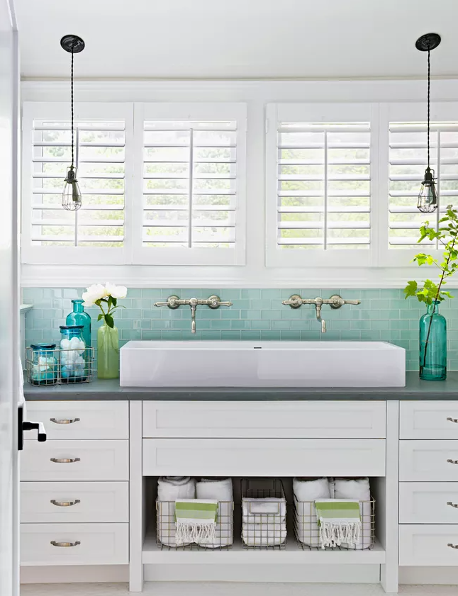 colorful tile bathroom backsplash
