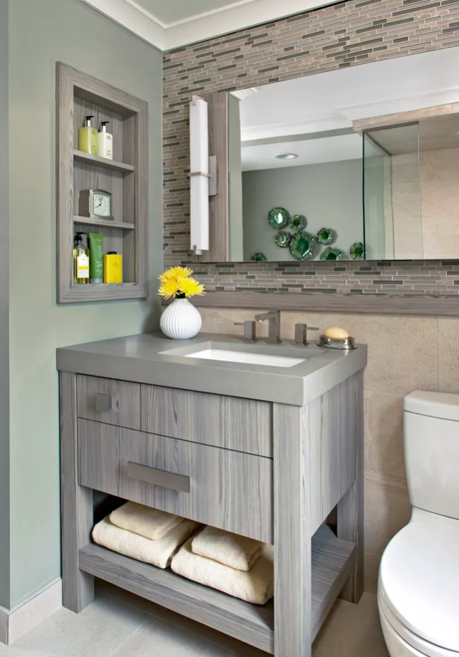 neutral sink with complimenting backsplash
