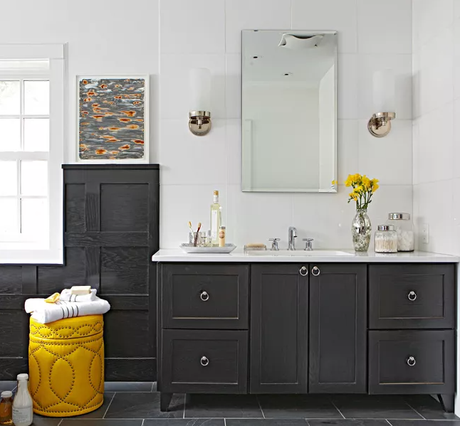 oversized tile backsplash for bathroom