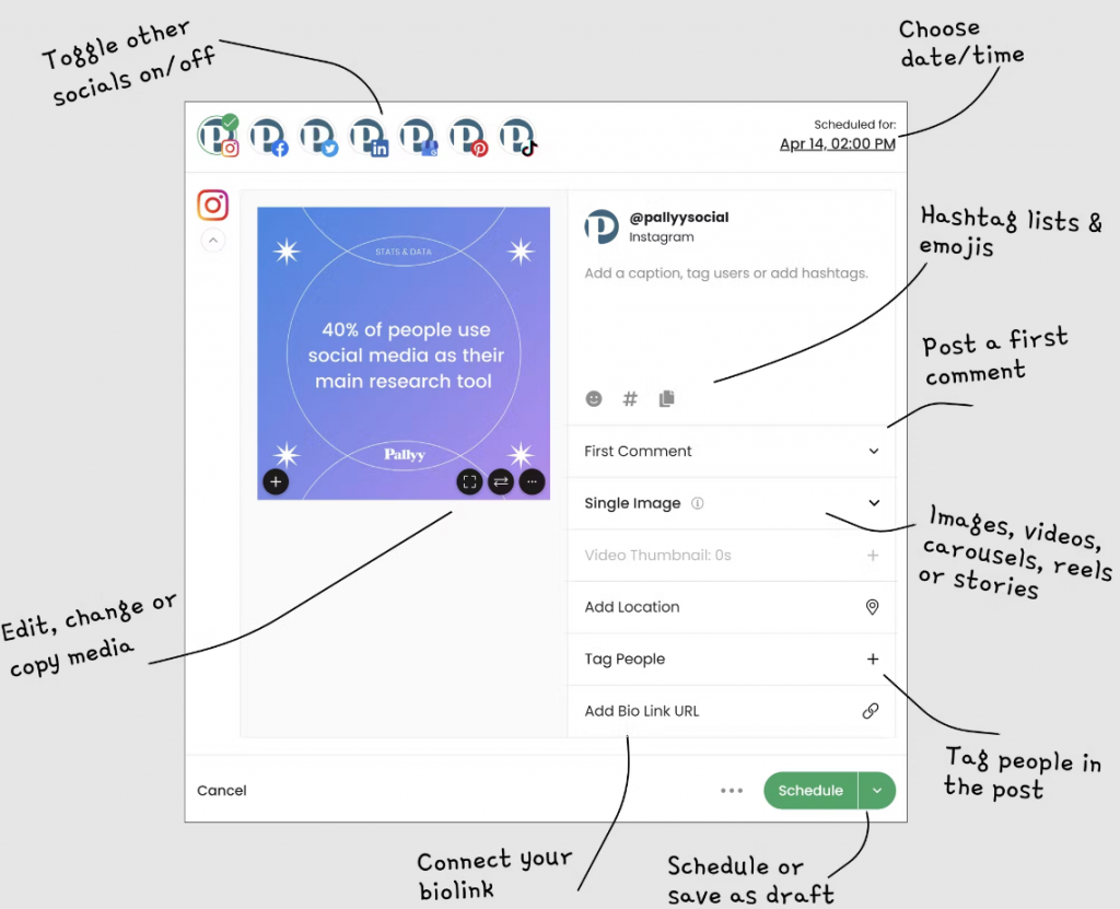 pallyy - instagram post scheduling tool