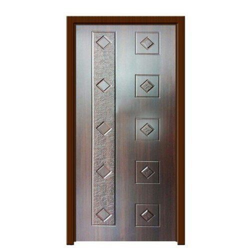 wooden single door design with square embossment