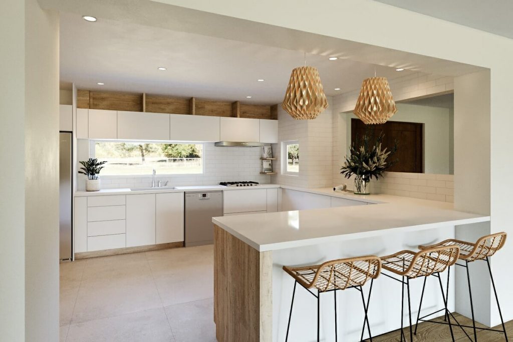 small kitchen design - natural color palette