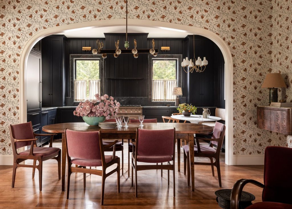 kitchen color schemes - charcoal black and pink