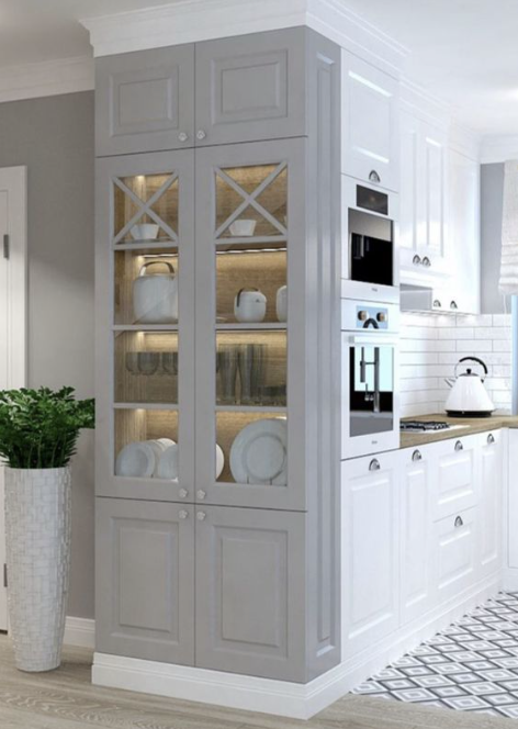 kitchen color schemes - contrast of dark grey and white