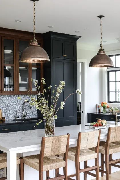 kitchen color schemes - darker shades in contrast to whites