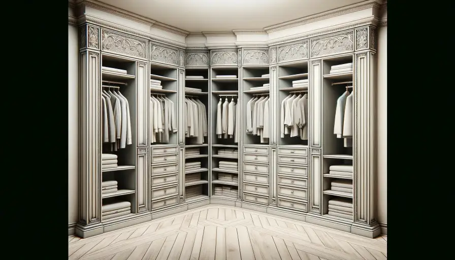 Frames in walk-in closet
