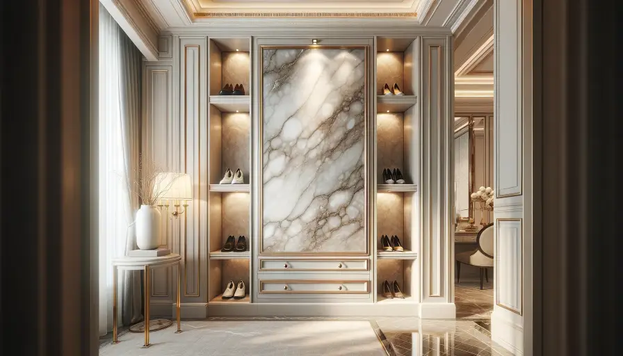 Impressive cabinet backing in walk-in closet