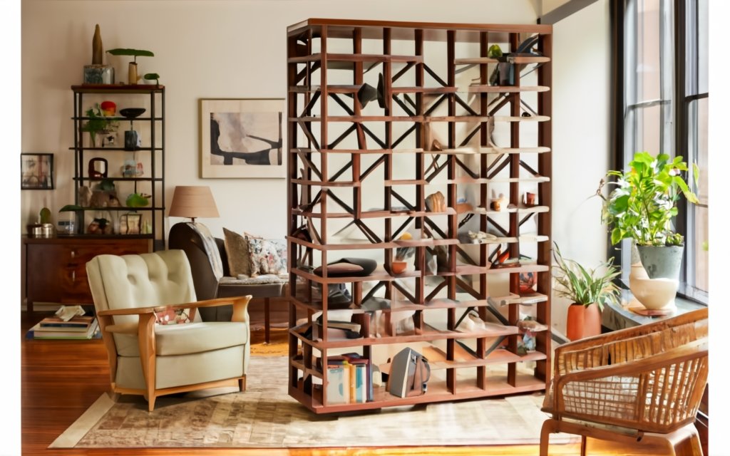 room divider ideas - Line up a bookshelf as room partition