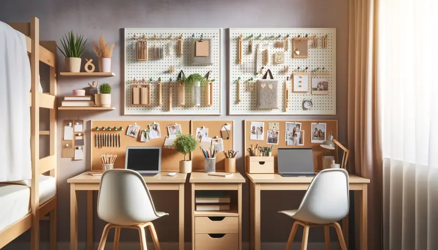 Mount peg boards in your dorm